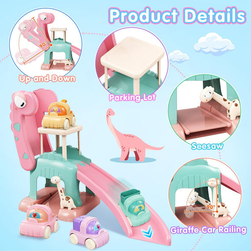 CRATIVWOOD 1 2 4 12-18 1-2 Toddler Toys for Year Old Boys Educational Dinosaur Slide Toys with Push Car Toys for Baby