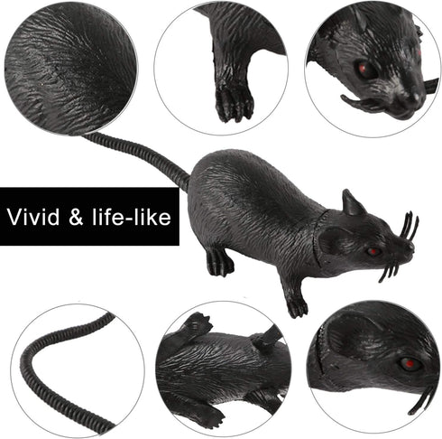 33 PCS Halloween Fake Mouse Toys, Realistic Plastic Mouse Figurines for Halloween Party Decorations and Pranks