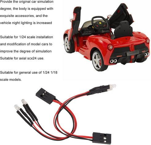 2Pcs Scx24 1/24 1/18 RC Car LED Light Kit, Universal Modified LED Light for Axial for Scale Remote Control Car White