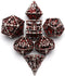 Set,7-Piece 3D Hollow Grim Reaper Metal DND Dice Polyhedral RPG Dice, Hollow Skeleton Design (Blood Red Numbers)