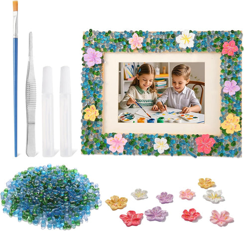 LEJITEKK DIY Mosaic Picture Frame Craft Kit for Kids - Creative Arts &
