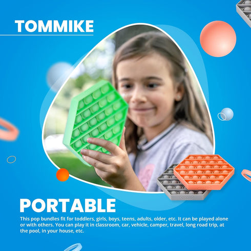TOMMIKE Hexagon Push Pop Fidget Toy Bubble Sensory for Anxiety & Stress Relief Special Needs Autism Learning Office