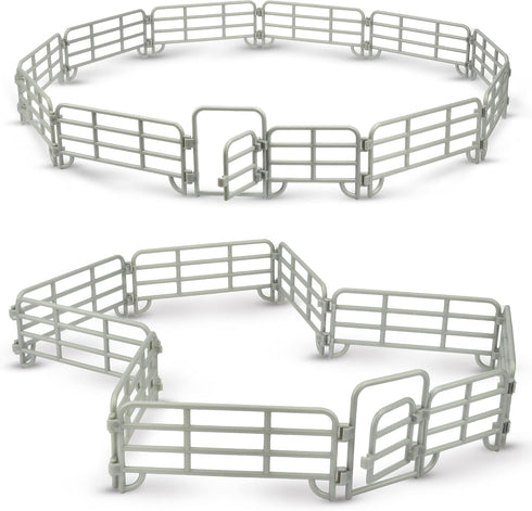 TOYMANY 20PCS Corral Fencing Panel Accessories Playset with 2 Gates for Barn Paddock Horse Stable