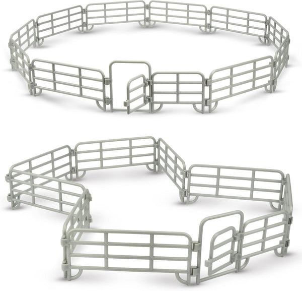 TOYMANY 20PCS Corral Fencing Panel Accessories Playset with 2 Gates for Barn Paddock Horse Stable