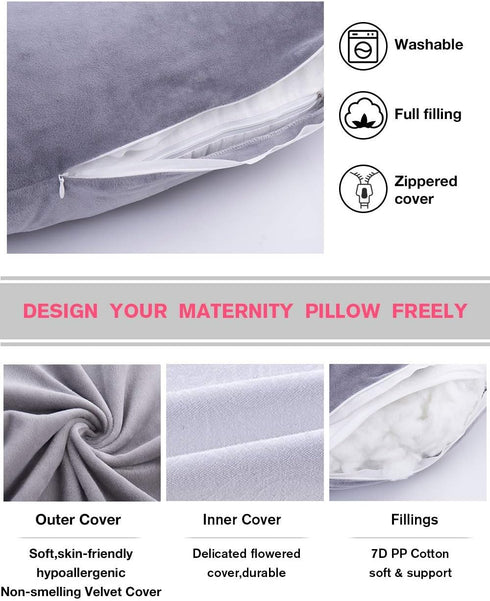 AS AWESLING Pregnancy Pillow, U Shaped Full Body Pillow, Nursing, Support and Maternity Pillow for Pregnant Women