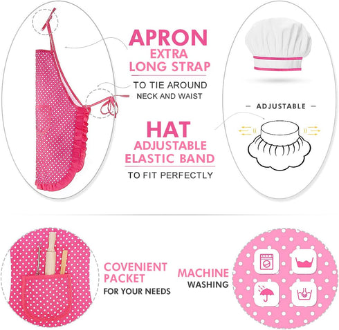 Gifts for 2-8 Year Old Girls Boys, Chef Costume Set Kids Apron for Girls, Toddler Birthday Xmas Gifts