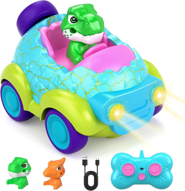 Remote Control Car for Toddlers, Dinosaur Toys for Ages 2-4 with Lights
