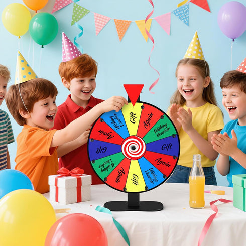 Retbtnm 12-Inch 12 Color Prize Wheel, Slot Editable Spinning Wheel with Dry Erase Board & Marker for Parties