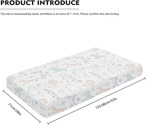 Winpema 28"x52" Cartoon Zebra Crocodile Fitted Crib Sheet Giraffe Elephant Baby Crib Sheet Fit Standard Crib