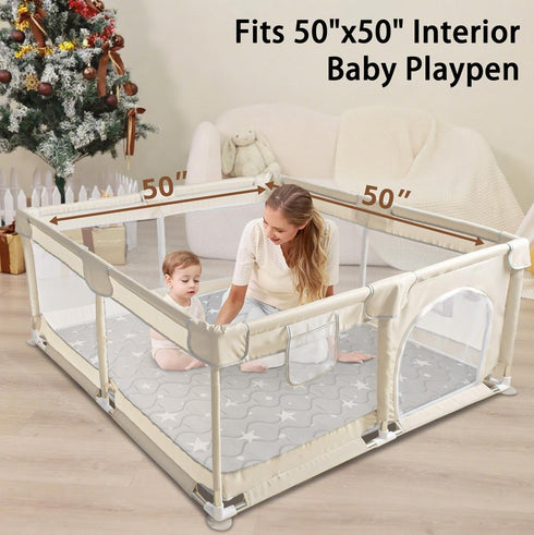 50x50 Baby Play Mat, Playpen Mat, Thick Soft Foam Playmats for Baby, Foldable and Washable Crawling Mat for Floor (Gray