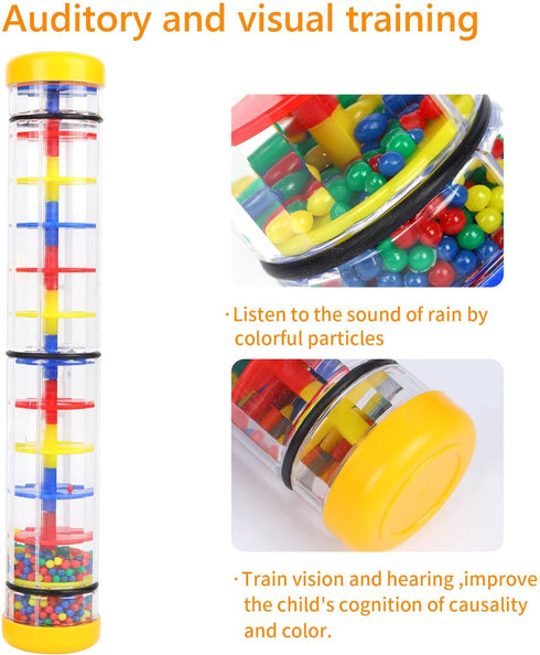 Rainmaker 12 inch Rattle Tube - Music Sensory Auditory Instrument Toy for Babies - Yellow Color