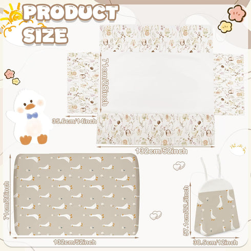 Hahafelt 4 Set Set Pieces Crib Bedding for Girls and Boys, Soft Baby Bedding Including Crib Skirt, Comforter, Sheet
