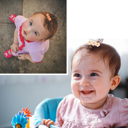 Hearuers (12) Baby Hair Clips -Tiny Hair Barrettes for Baby Girls Fully Lined Wrapped by Soft Fabric Cloth Flower Hair