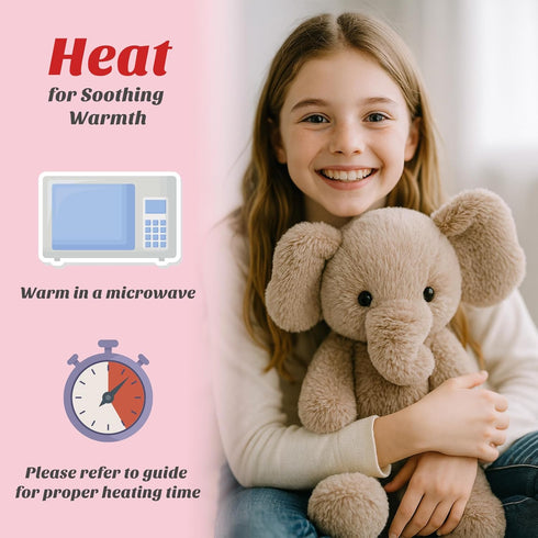 Kids,12.5inch Easfan Microwavable & Weighted Stuffed Animals Elephant Plushie for Warmth-Comfort Cute Soft Plush Toys