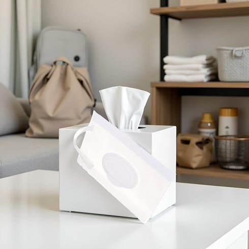 Fansoftiks 2Pcs White Baby Wipe Holder Case - Waterproof Travel Container for Wet Wipes, Portable Refillable Dispenser
