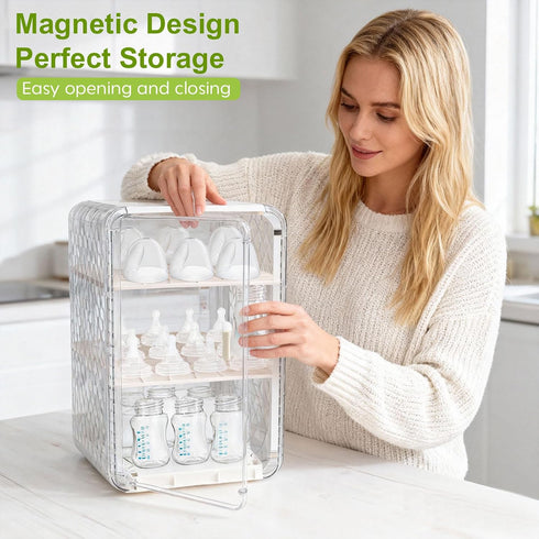 Engorgio Organizer,3/4 Countertop Baby Bottle Tier Bottles Storage Organizers,Clear Station Organizer ContainerClear