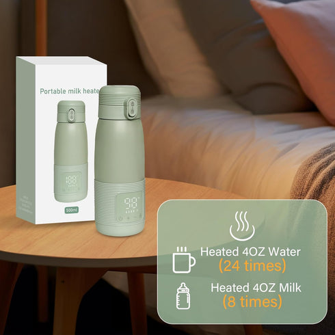 WAAYAA 12 oz Portable Bottle Warmer for Travel Portable Bottle Breast Milk and Water Warmer Fast Precision HeatingSafe
