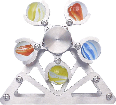 Ferris Wheel Fidget Spinner - Kinetic Desk Toy with Stand, Metal Stainless Steel, High Speed Colorful Marble Rainbow,
