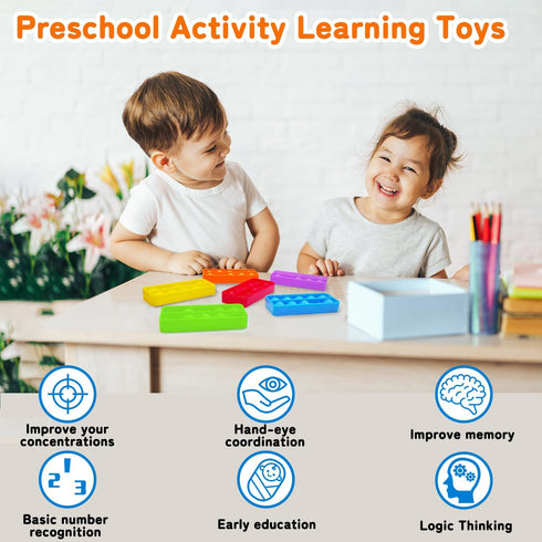 Ten Frame Pop Board, Fidget Toys for Classroom, Montessori Educational Toy Gift for Kids (Set of 6)