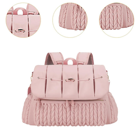 Guohetuk Backpack Diaper Bag Nappy Tote Bag, Changing Bag, for Phone,Toys Keys, Pink