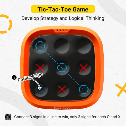 BearHonie 4-in-1 Handheld Tic Tac Toe Game Portable Electronic Board Games for Kids & Adults, Travel Fun & Memory