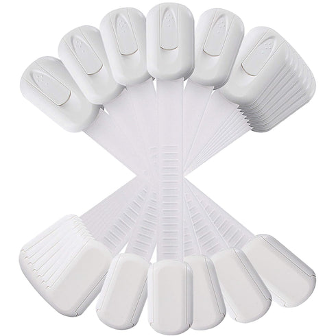 12 Pack Vmaisi Multi-Use Adhesive Straps, Childproofing Cabinet Latches for Drawers, Fridge, No Drilling (White)