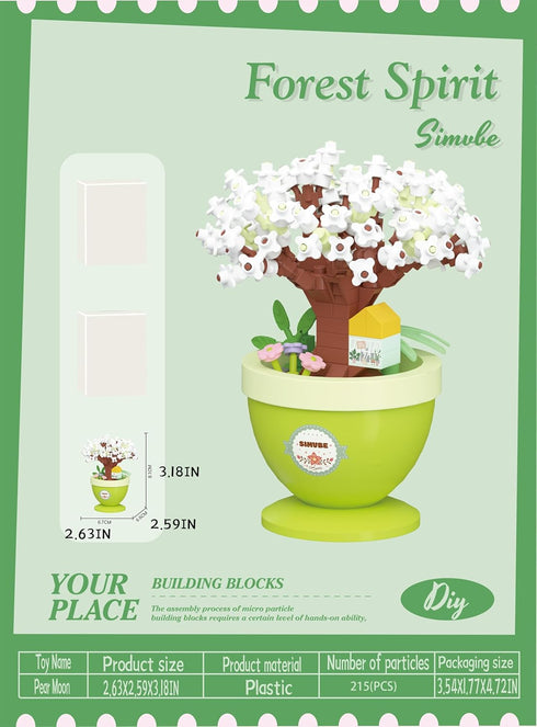 Jollcnoia Set Pear Moon Mini Bonsai Tree Micro Building Building Toy Plant Cherry Tree Flower Collection Decor for Home