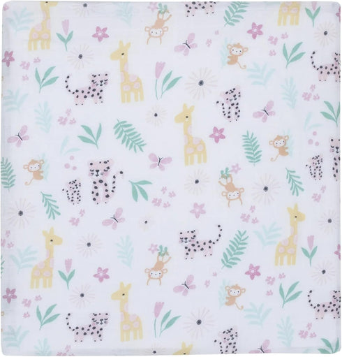 Generic 100% 47x47 (Pack 2) Muslin Swaddle Blanket Baby Girl Jungle Print Extra Soft Cotton Muslin Blanket Baby Girl