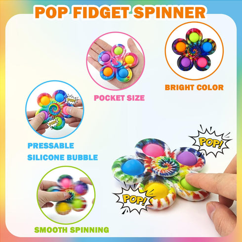 24 Pack, Exchange Cards for Classroom Kids Pop Bubble Fidget Spinner Toys for School Toddler Boys Girls, Non Candy
