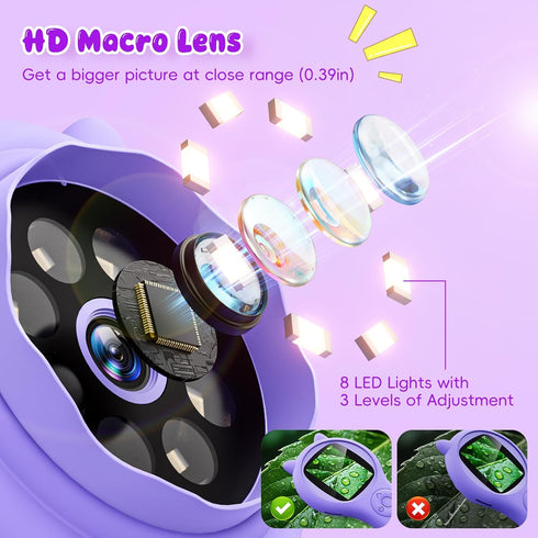 Ashfly Summer 5-8 9-12 Microscope for Kids - Electronic Handheld Magnifying Glass for Children-STEM Outdoor Science Kit