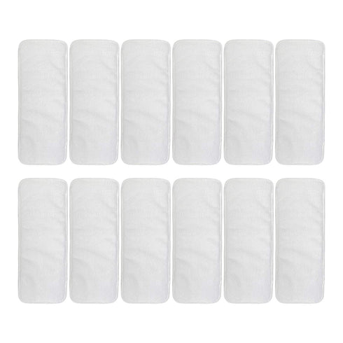 ALVABABY 12pcs Microfiber Inserts,Soft Cloth Diaper Liner,3-Layer Absorbent Inserts,Reusable for Baby Cloth