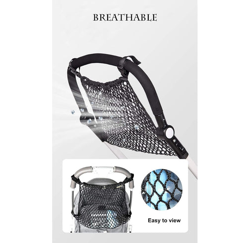 Universal Baby Stroller Organizer, Polyester Net Mesh Storage Bag with Extra Large Space for Diaper Toys and Snacks