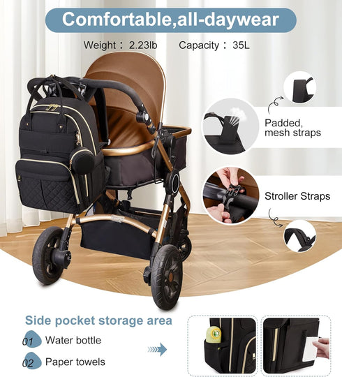 Backpack, Backpacks, MOONBABY Diaper Bag Baby Diaper Bags with Portable Changing Pad and Pacifier Case, Multifunctional