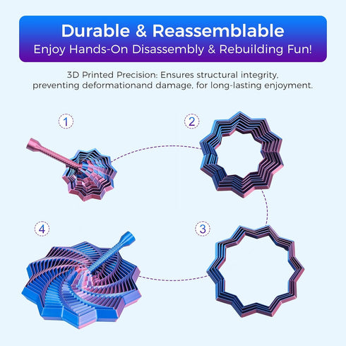 KEZPO 3D Printed Expanded Sensory Fidget Star,Transformable Stress Relief Finger Toy with Detachable Handle,for Office