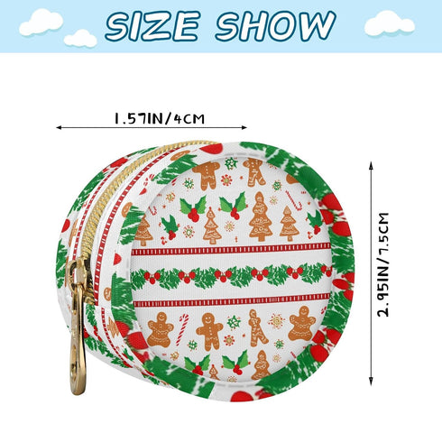 Christmas Gingerbread Round Pacifier Storage Case with Zipper, Portable Pacifier Case for Travel, Diaper Bag & Purse
