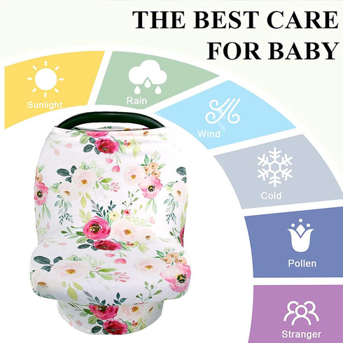Stretchy Baby Car Seat Cover for Boys and Girls - Multiuse Nursing Covers, Shopping Cart/High Chair/Stroller Canopies