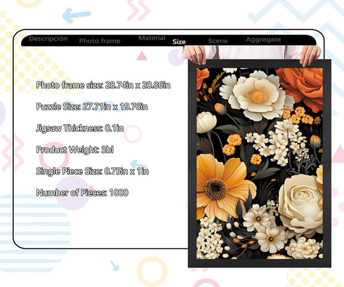 Flower Puzzles for Adults 1000 Pieces, Bright Floral Jigsaw Puzzles, Perfect Fit, Challenging Family Activity