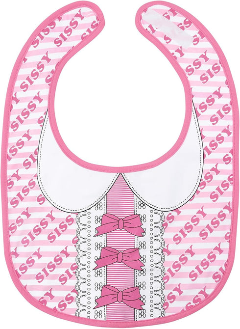 Littleforbig Cotton Waterproof Babydoll Printed Adult Bib - Adjustable Velcro Closure, Pretty in Pink Sissy Bib