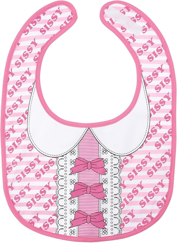 Littleforbig Cotton Waterproof Babydoll Printed Adult Bib - Adjustable Velcro Closure, Pretty in Pink Sissy Bib