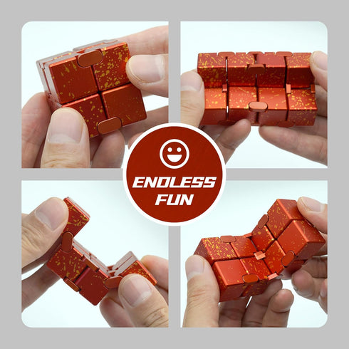 Red & Yellow Infinity Cube Fidget Toy - Quiet, Portable Stress Relief for All Ages