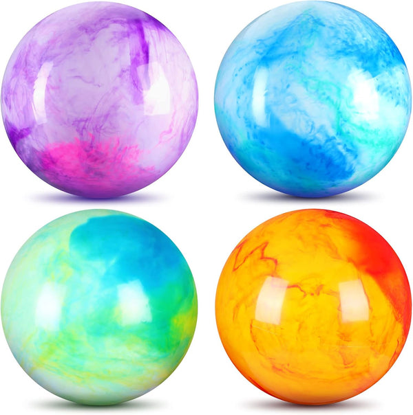 Deekin 4 Pcs 15 Inches Marbleized Bouncy Balls, Large Size Colorful PVC Playground Sensory Balls for Outdoor Play