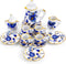 15 Pieces Miniature Porcelain Tea Cup Set, Mini Flower Pattern Teapot, Dollhouse Kitchen Accessories (Retro Flower