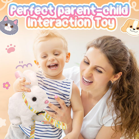 Tagitary Plush Toys Electronic Toy with Sounds, Wiggling Ears, Interactive Rabbit Toy for Kids with Leash