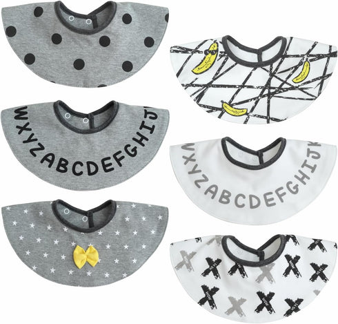 kooape Baby Bibs for boys and Girls, Cotton Baby Eating Bib, 6 Pack,Teething