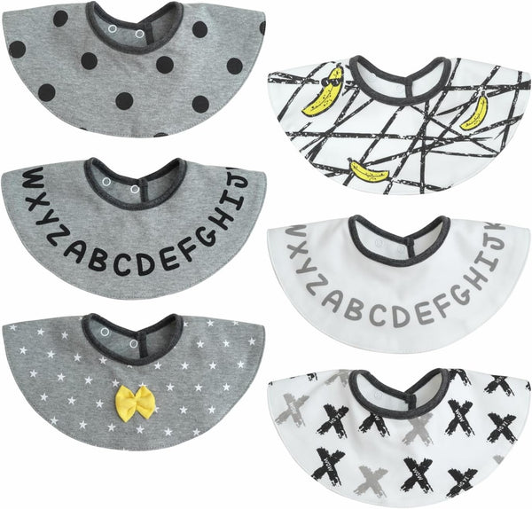 kooape Baby Bibs for boys and Girls, Cotton Baby Eating Bib, 6 Pack,Teething