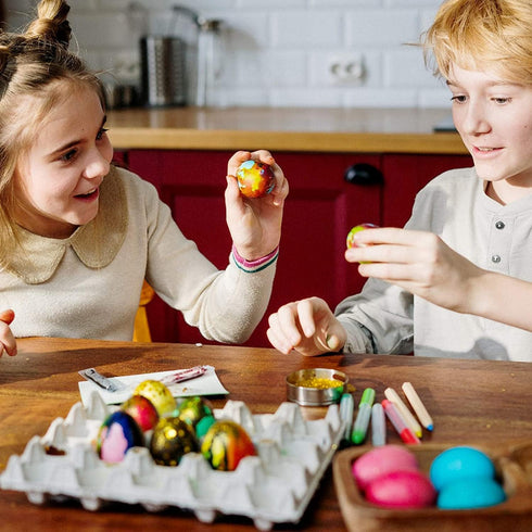 24 CALPALMY Pieces Wooden Eggs - Life-Size, Reusable Fake Easter Eggs for Painting, Decorating, Crafting, Pretend Play