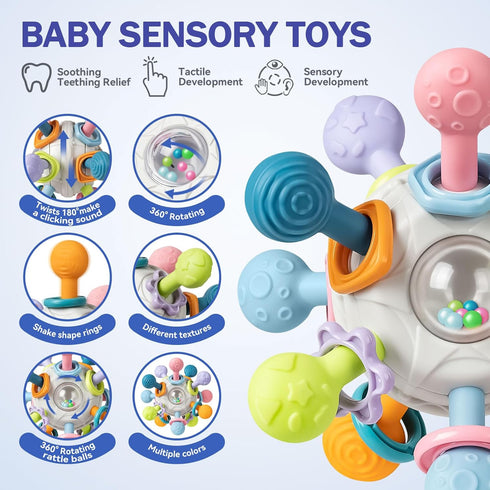 6 12 5 1 1 0-3-6-9-12 Baby Toys to Months, In Montessori Toys for Year Old, Incl Travel Pull String Toy & Rattle