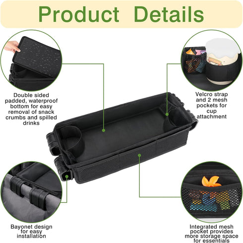 AROUY W4 (W4 Stroller Snack Tray Attachment - Easy to Clean Universal Stroller Snack Tray for Wonderfold Wagon