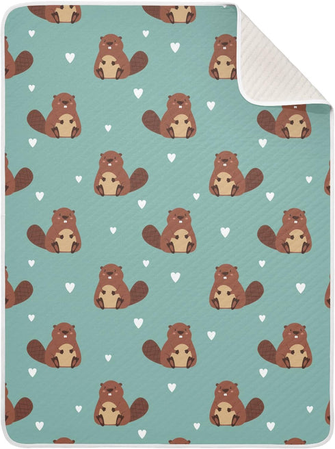 KICPOAY Swaddle Blanket for Green Beaver with Heart Baby Receiving Blanket Muslin Baby