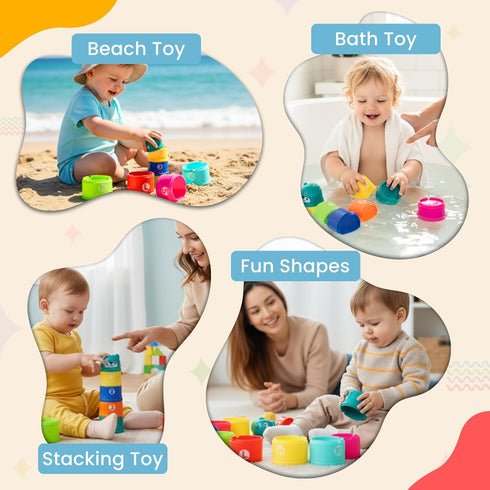 13 Set 10-Piece 612 13 (10Pcs) Educational Stacking Toys for Toddlers | Numbers & Alphabet Stacking Cups | Baby